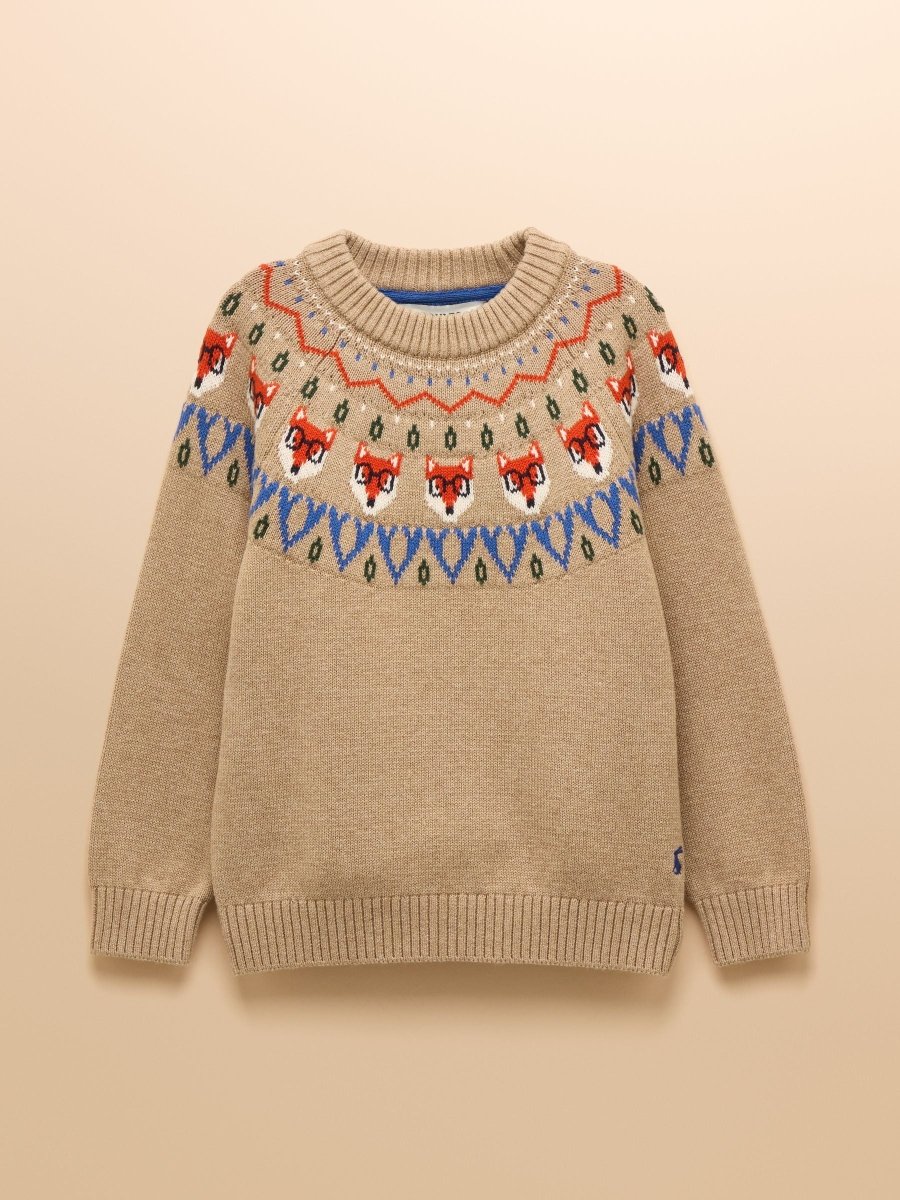 Boys' Fairisle Jonty Oatmeal Knit Jumper - RUTHERFORD & Co