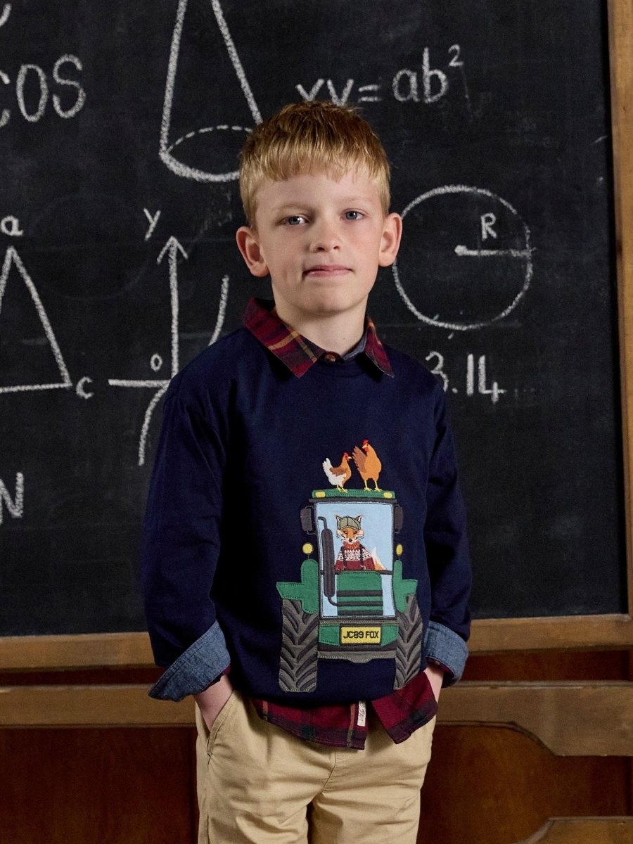 Boys' Jack Navy Applique Long Sleeve Top - RUTHERFORD & Co