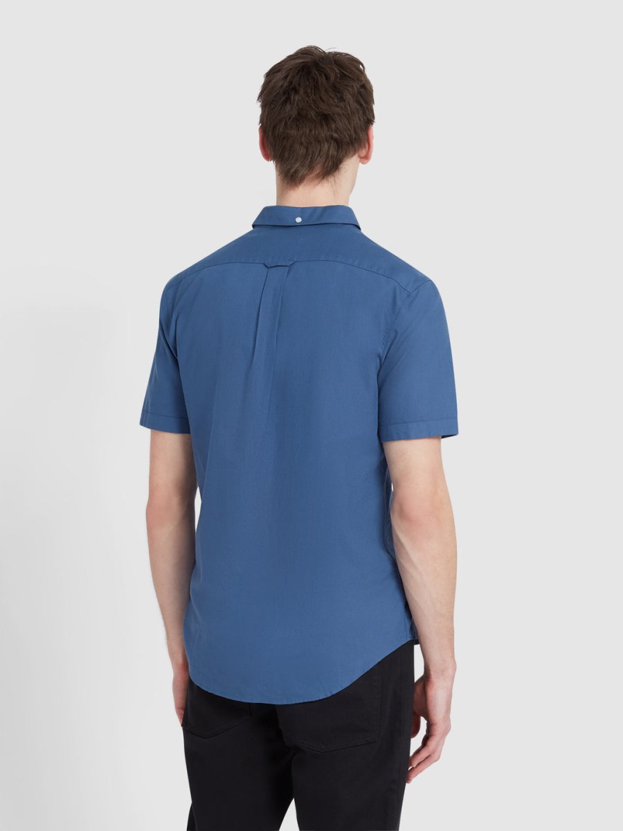 Brewer Short Sleeve Oxford Shirt In Cold Metal - RUTHERFORD & Co