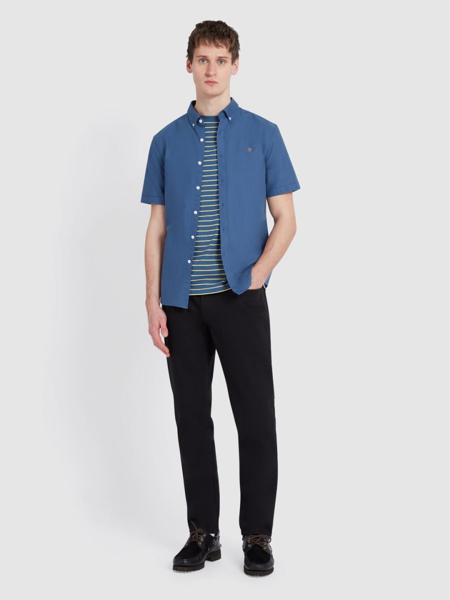 Brewer Short Sleeve Oxford Shirt In Cold Metal - RUTHERFORD & Co