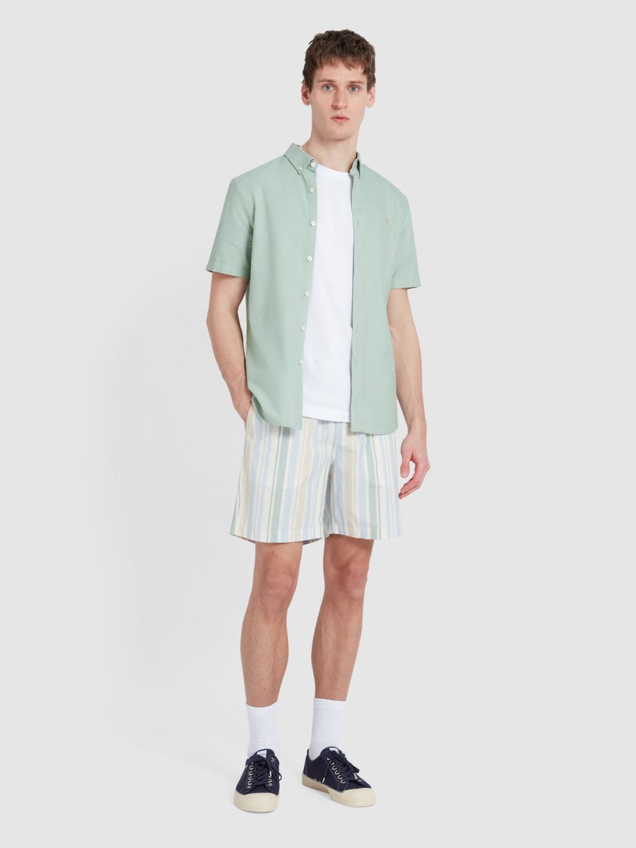 Brewer Short Sleeve Oxford Shirt In Grove Green - RUTHERFORD & Co