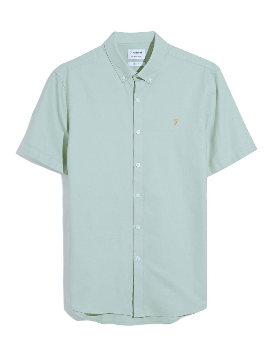 Brewer Short Sleeve Oxford Shirt In Grove Green - RUTHERFORD & Co
