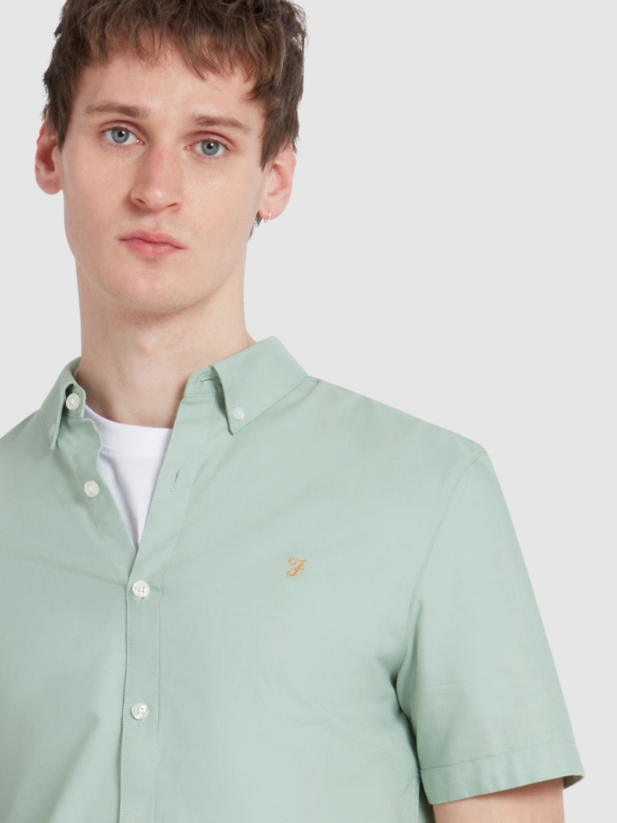 Brewer Short Sleeve Oxford Shirt In Grove Green - RUTHERFORD & Co