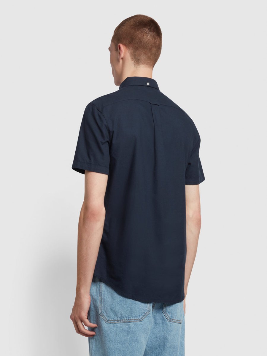 Brewer Short Sleeve Oxford Shirt In Navy - RUTHERFORD & Co