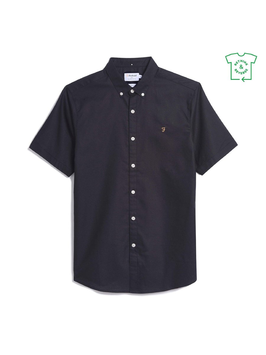 Brewer Short Sleeve Oxford Shirt In Navy - RUTHERFORD & Co