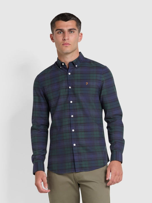Brewer Slim Fit Check Organic Cotton Oxford Shirt - RUTHERFORD & Co
