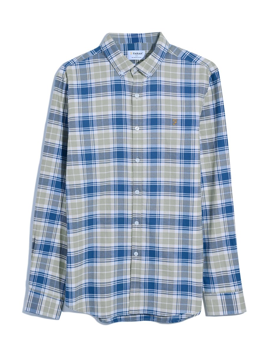 Brewer Slim Fit Check Organic Cotton Oxford Shirt In Hazelnut - RUTHERFORD & Co