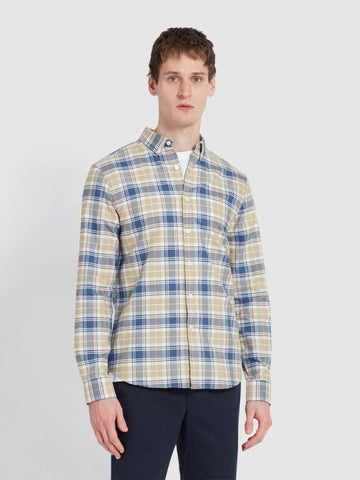 Brewer Slim Fit Check Organic Cotton Oxford Shirt In Hazelnut - RUTHERFORD & Co