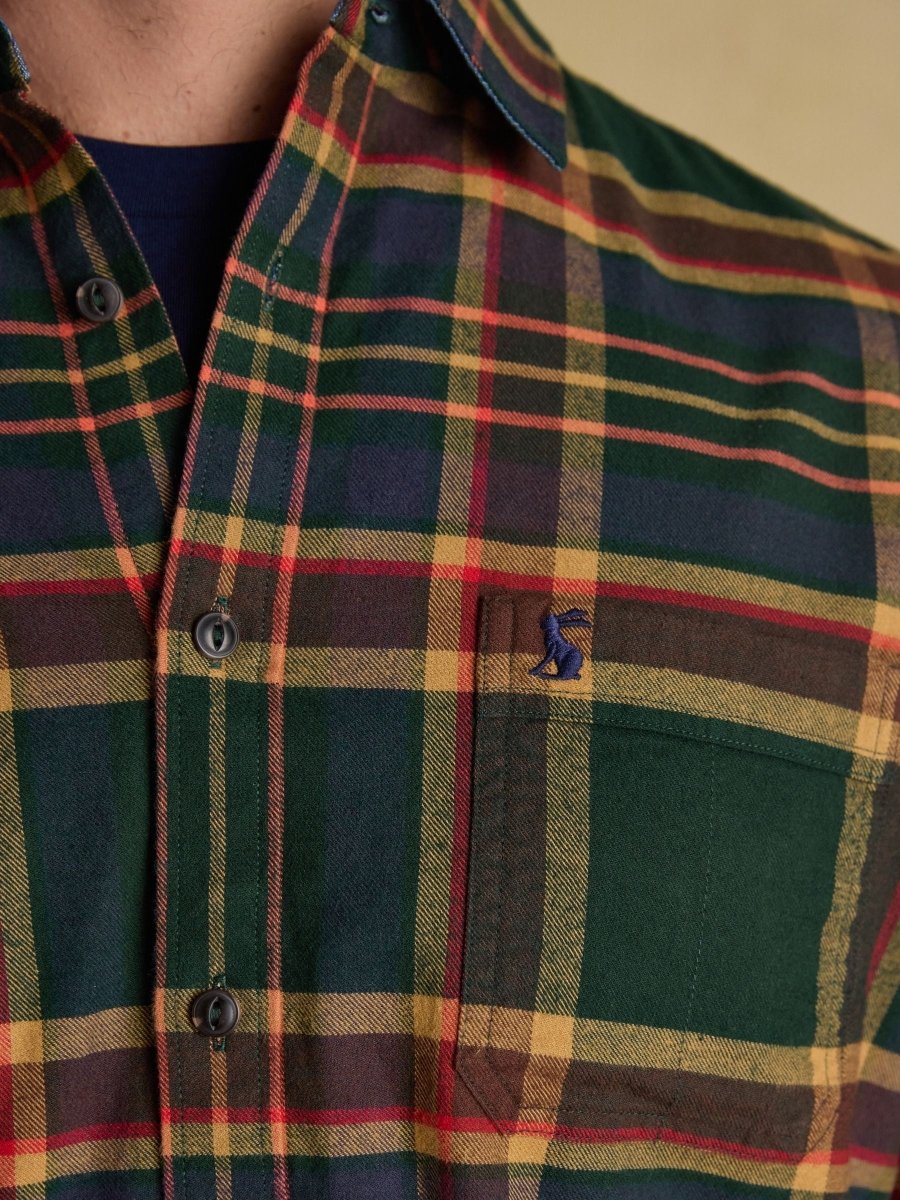 Brushed Flannel Green Cotton Shirt - RUTHERFORD & Co