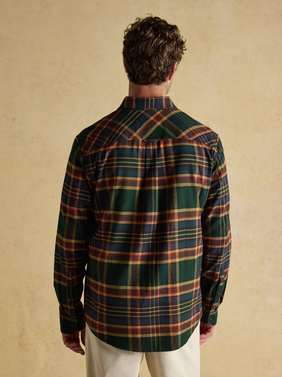 Brushed Flannel Green Cotton Shirt - RUTHERFORD & Co