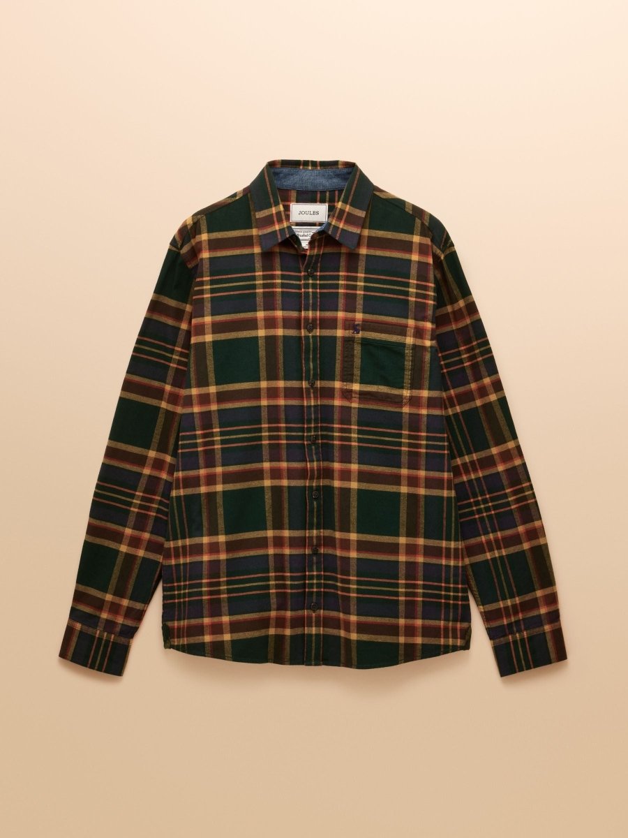 Brushed Flannel Green Cotton Shirt - RUTHERFORD & Co