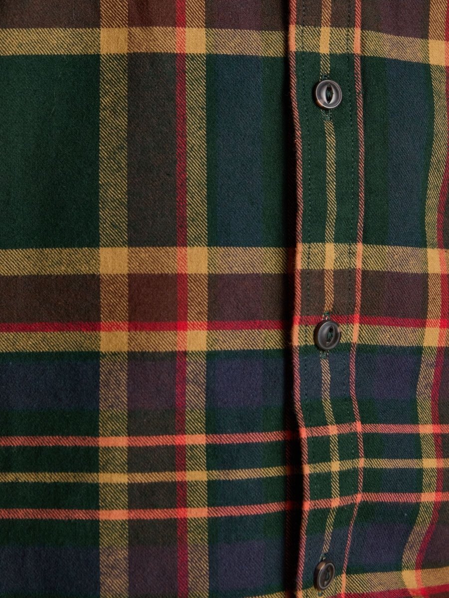 Brushed Flannel Green Cotton Shirt - RUTHERFORD & Co