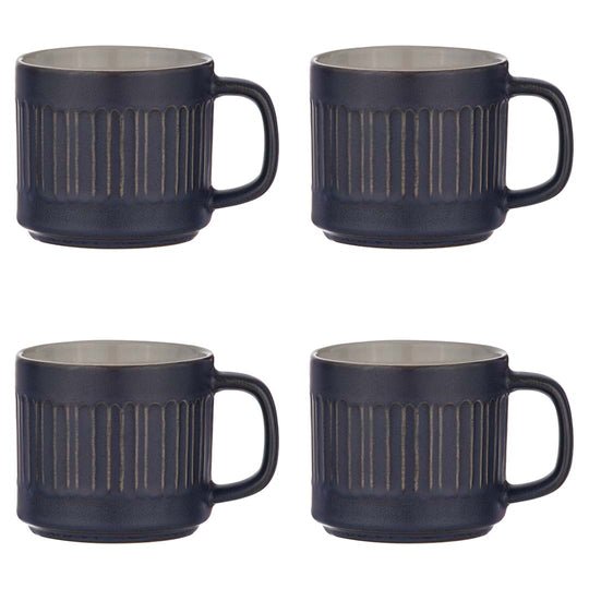 Carve Mug - Set of 4 - Denim - RUTHERFORD & Co