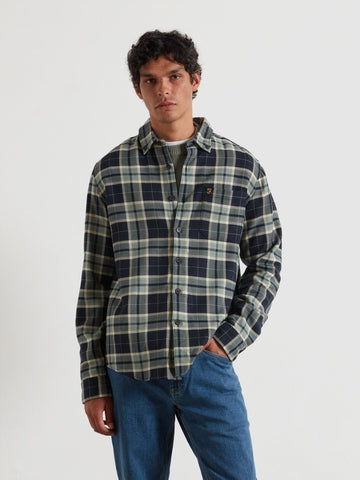 Christian Check Overshirt In Tarragon Green - RUTHERFORD & Co
