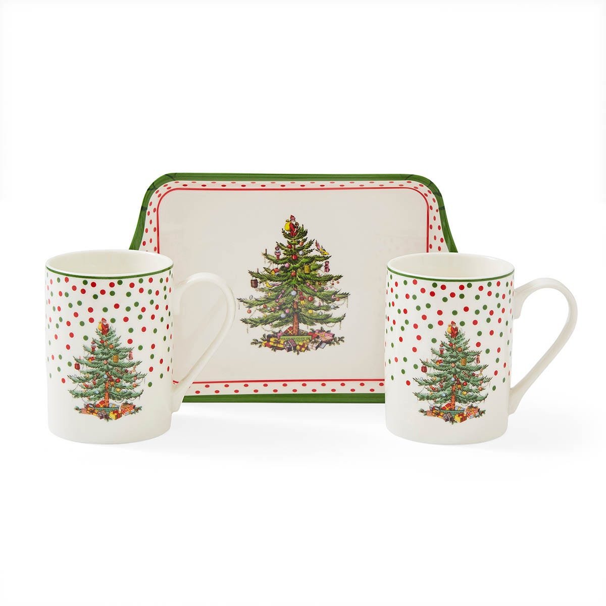 Christmas Tree - Polka Dot Mug & Tray Set - RUTHERFORD & Co