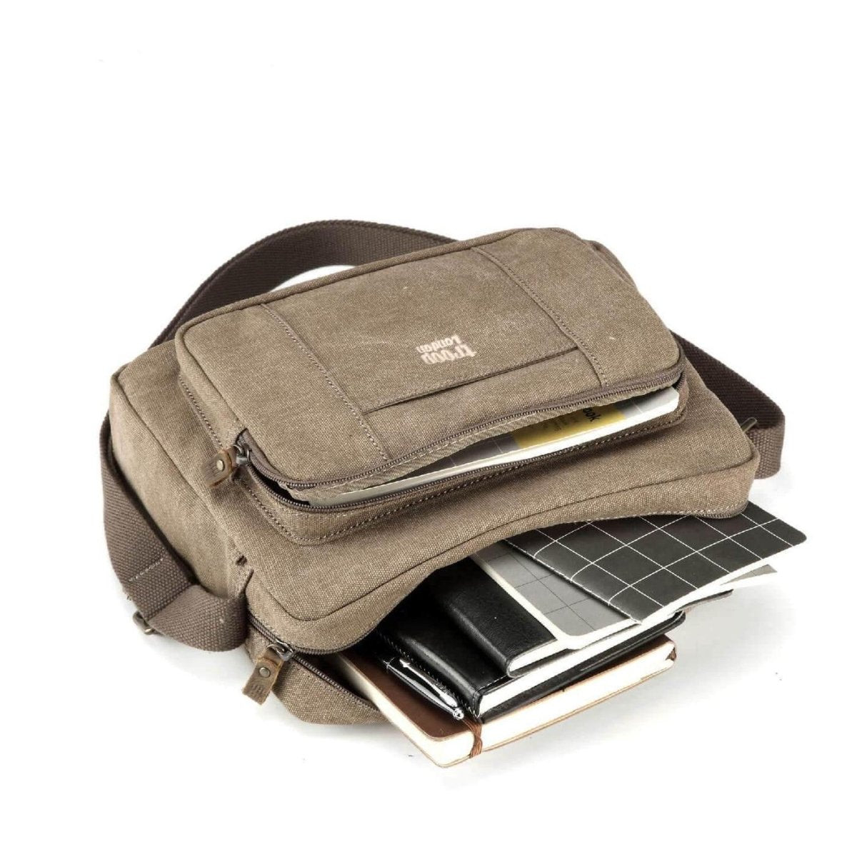 CLASSIC CANVAS ACROSS BODY BAG - TRP0234 - BROWN - RUTHERFORD & Co