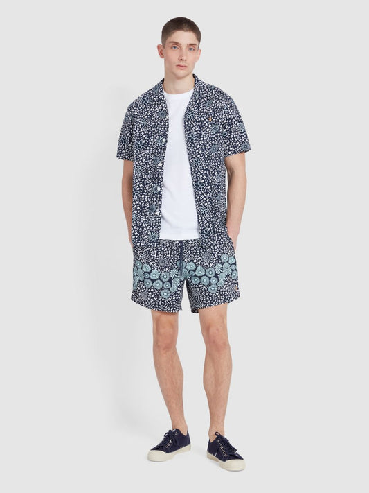 Colbert Floral Print Swim Shorts In True Navy - RUTHERFORD & Co