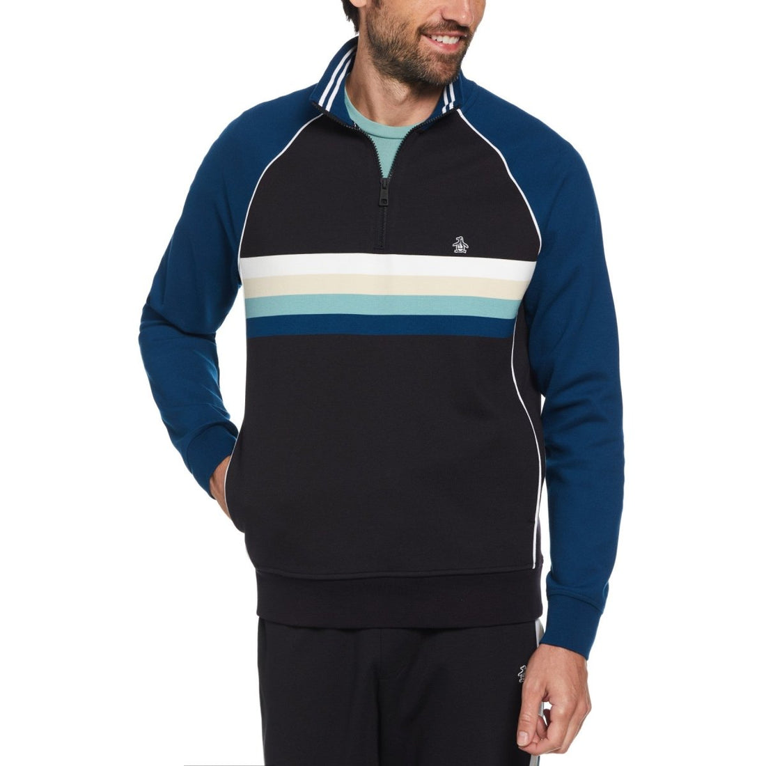 Colour Block Quarter Zip - RUTHERFORD & Co