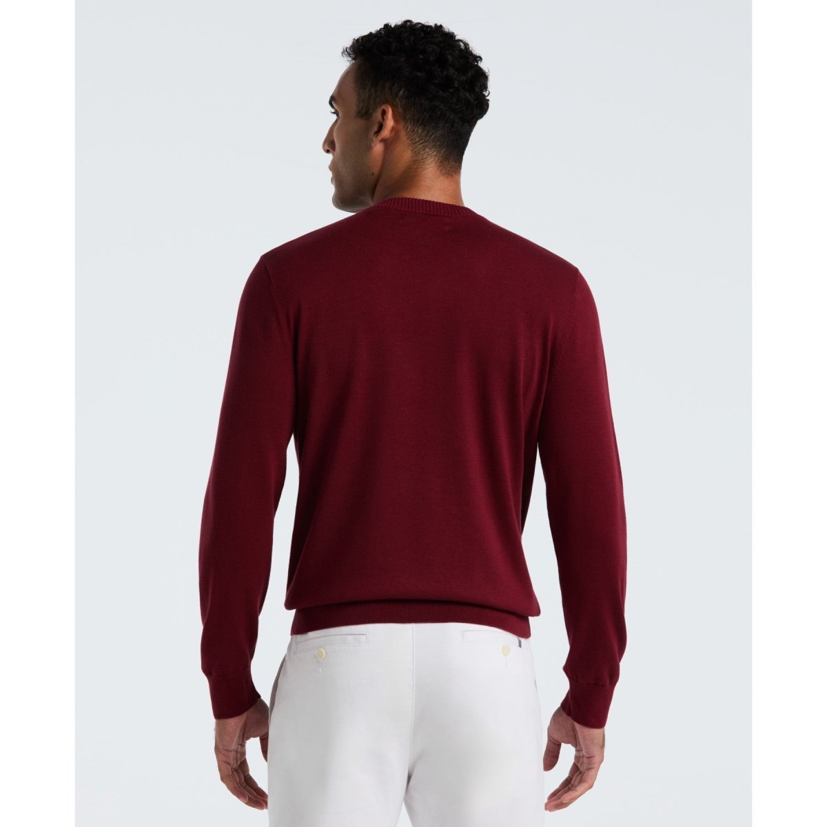 Cotton Crew Neck Sweater In Cabernet - RUTHERFORD & Co