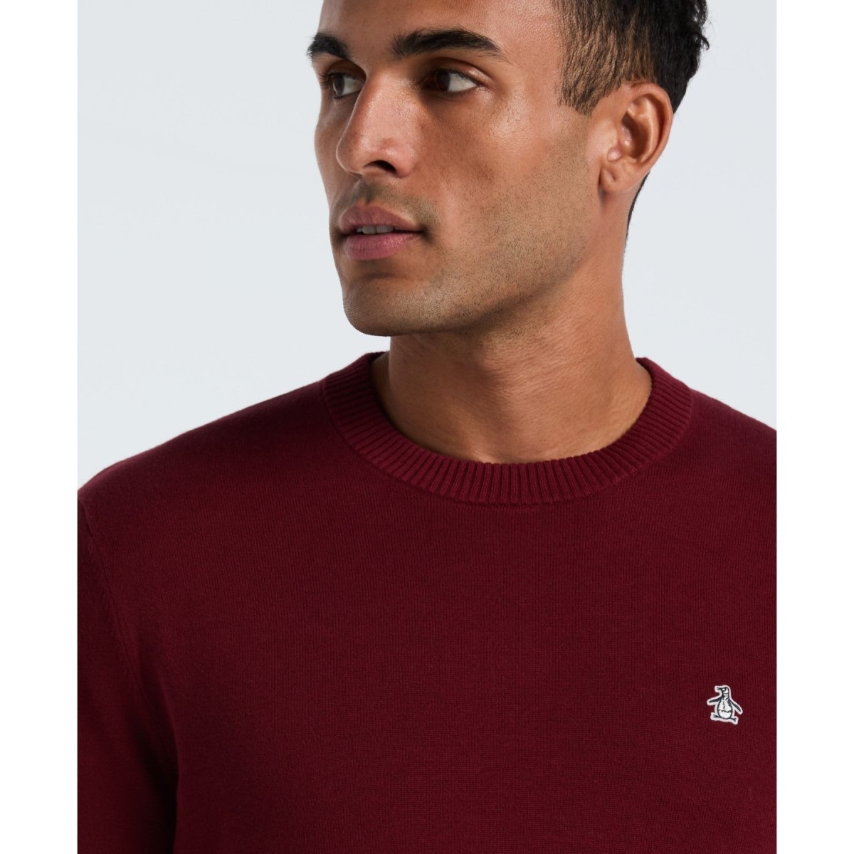 Cotton Crew Neck Sweater In Cabernet - RUTHERFORD & Co