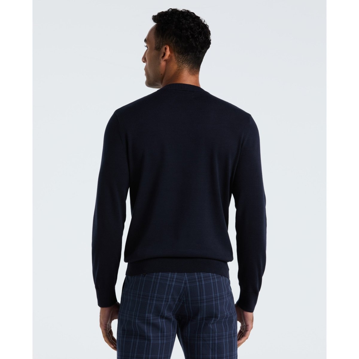 Cotton Crew Neck Sweater In Dark Sapphire - RUTHERFORD & Co