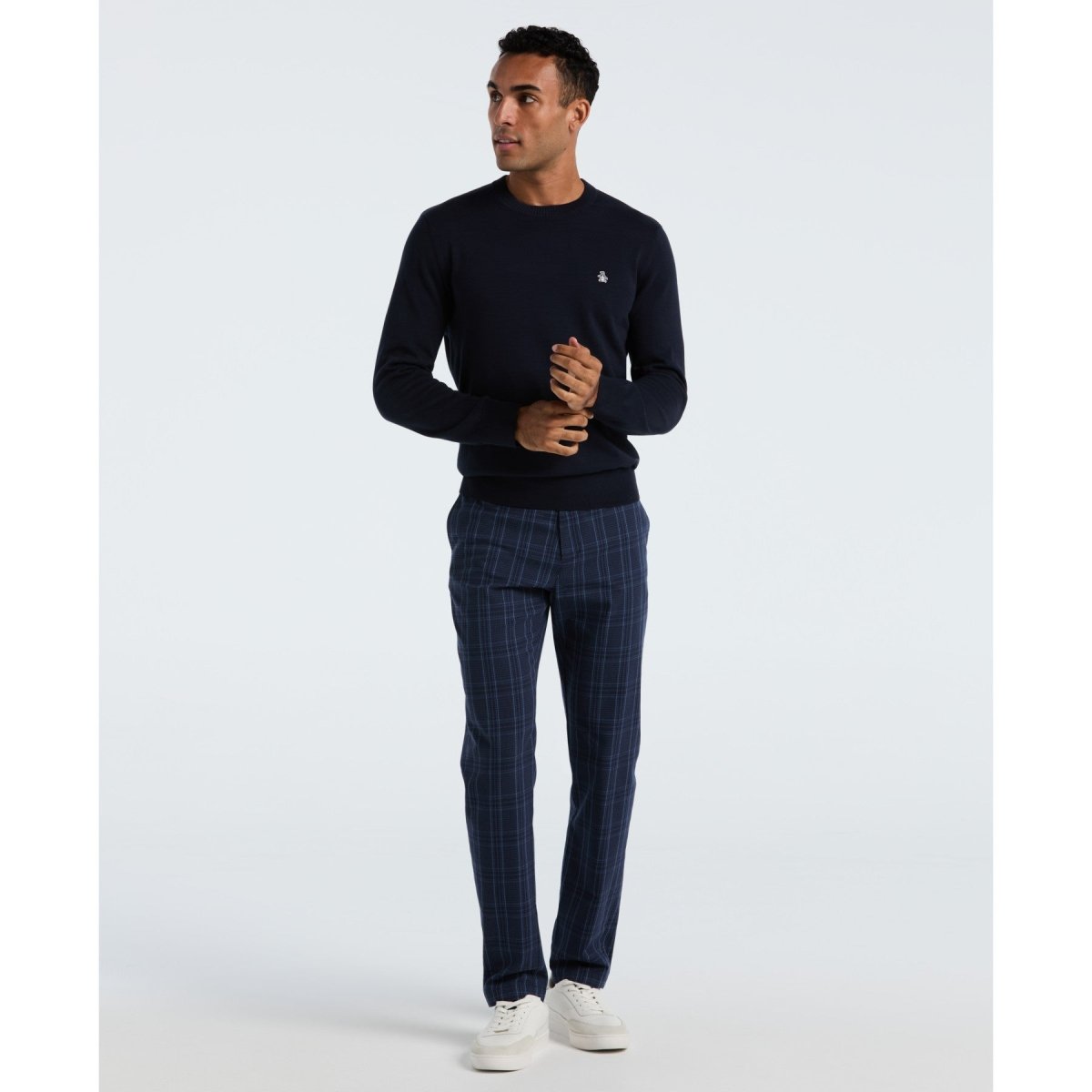 Cotton Crew Neck Sweater In Dark Sapphire - RUTHERFORD & Co