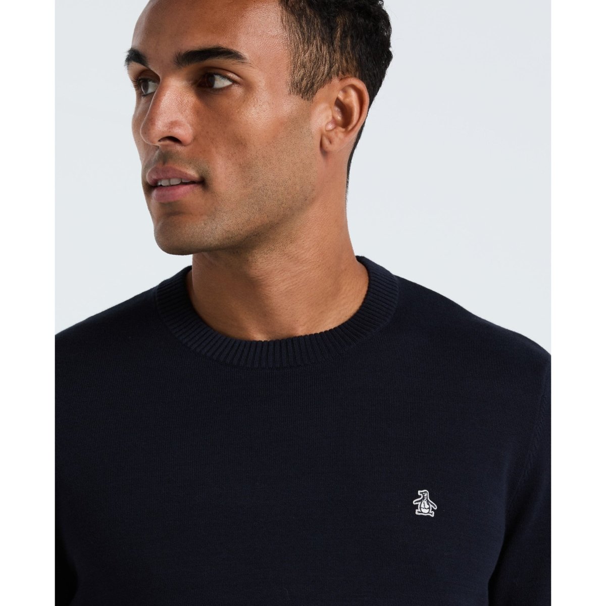 Cotton Crew Neck Sweater In Dark Sapphire - RUTHERFORD & Co