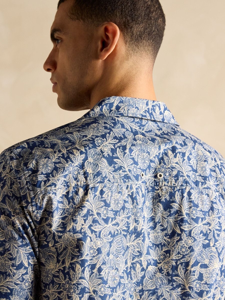Cotton Slub Navy Short Sleeve Shirt - RUTHERFORD & Co