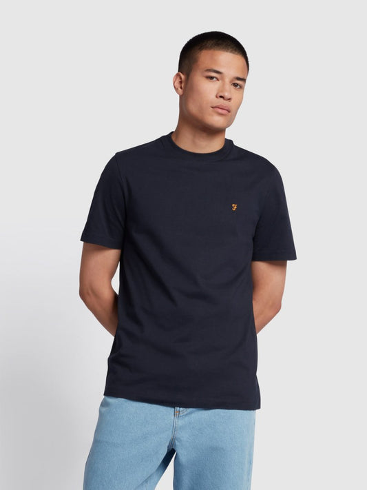 Danny Regular Fit Organic Cotton T-Shirt In True Navy - RUTHERFORD & Co
