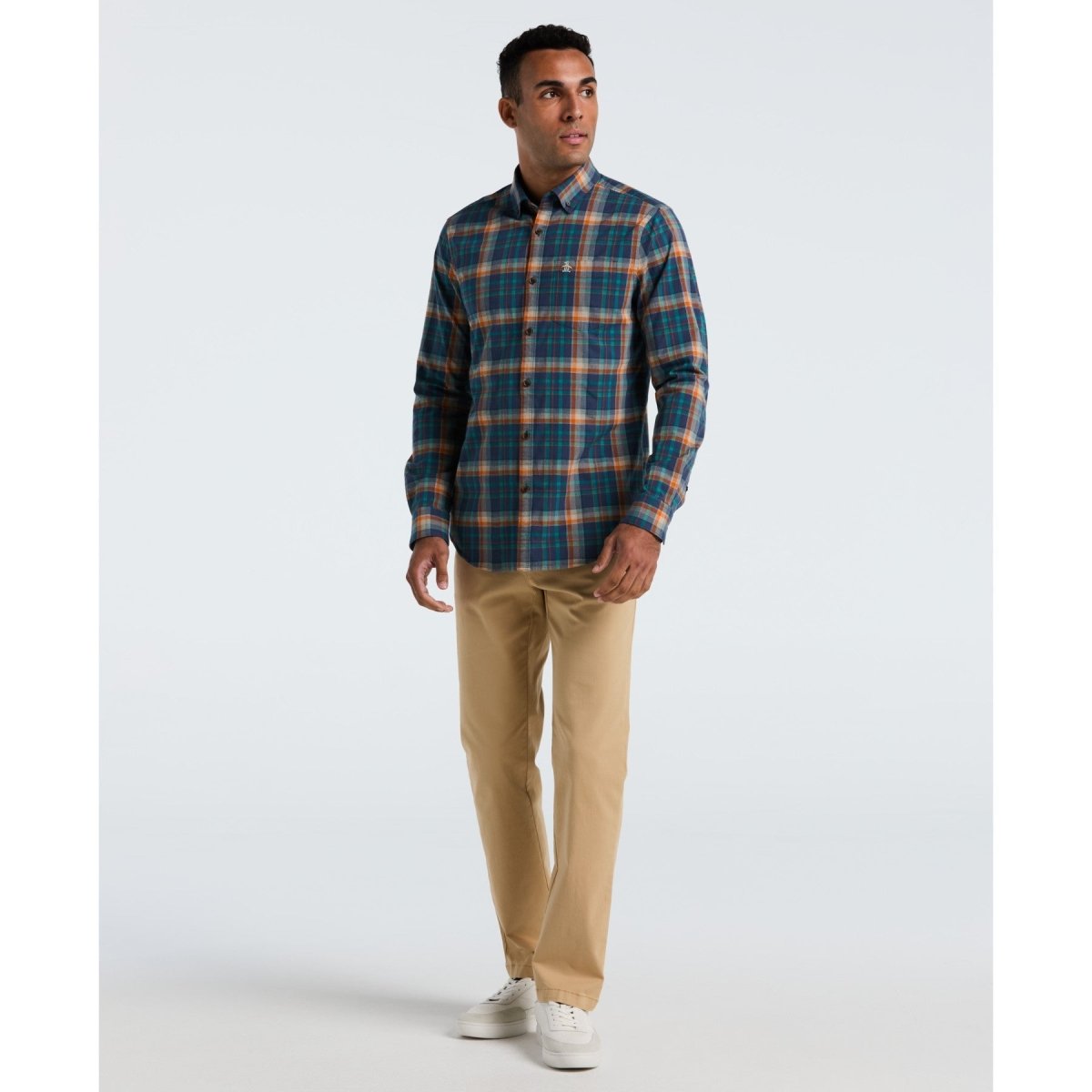 Dobby Plaid Shirt In Sargasso Sea - RUTHERFORD & Co