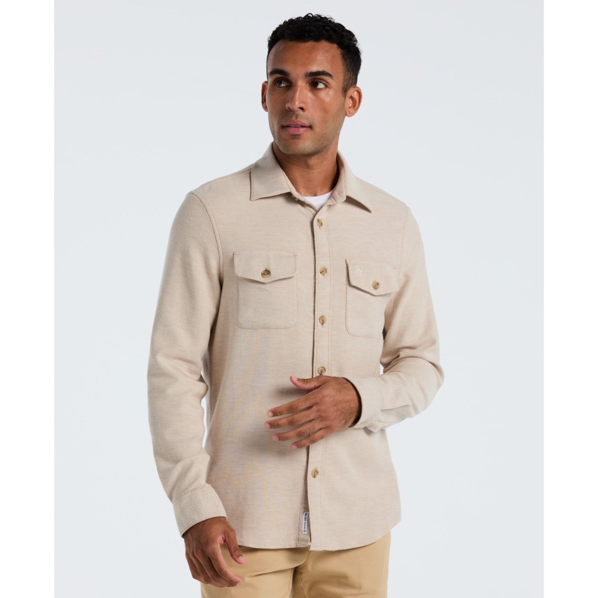 Double Weave Overshirt In Birch - RUTHERFORD & Co
