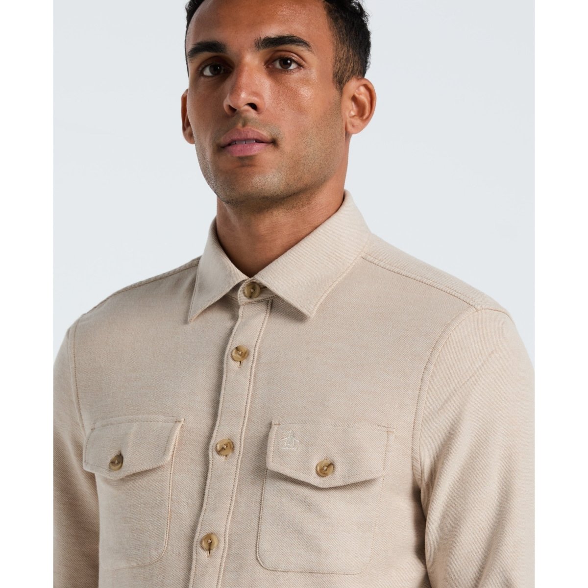 Double Weave Overshirt In Birch - RUTHERFORD & Co