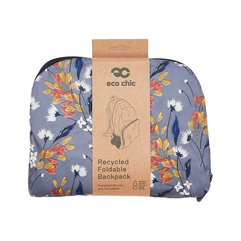 Eco Chic Lightweight Foldable Backpack Flowers - RUTHERFORD & Co