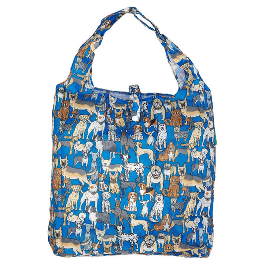 Lightweight Foldable Reusable Shopping Bag Blue Dogs