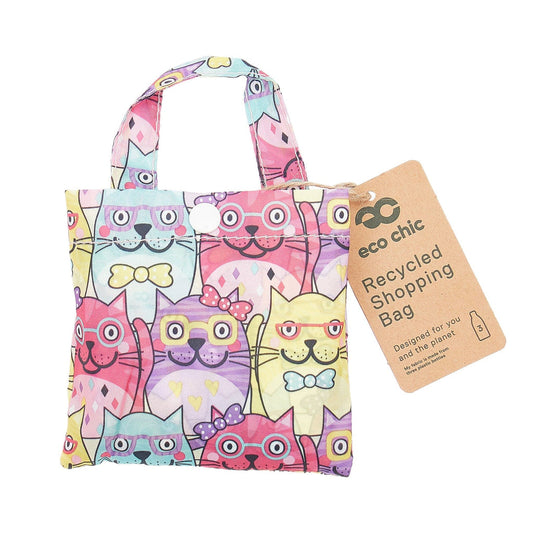 Lightweight Foldable Reusable Shopping Bag Glasses Cats