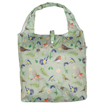 Eco Chic Lightweight Foldable Reusable Shopping Bag Green RSPB Birds - RUTHERFORD & Co