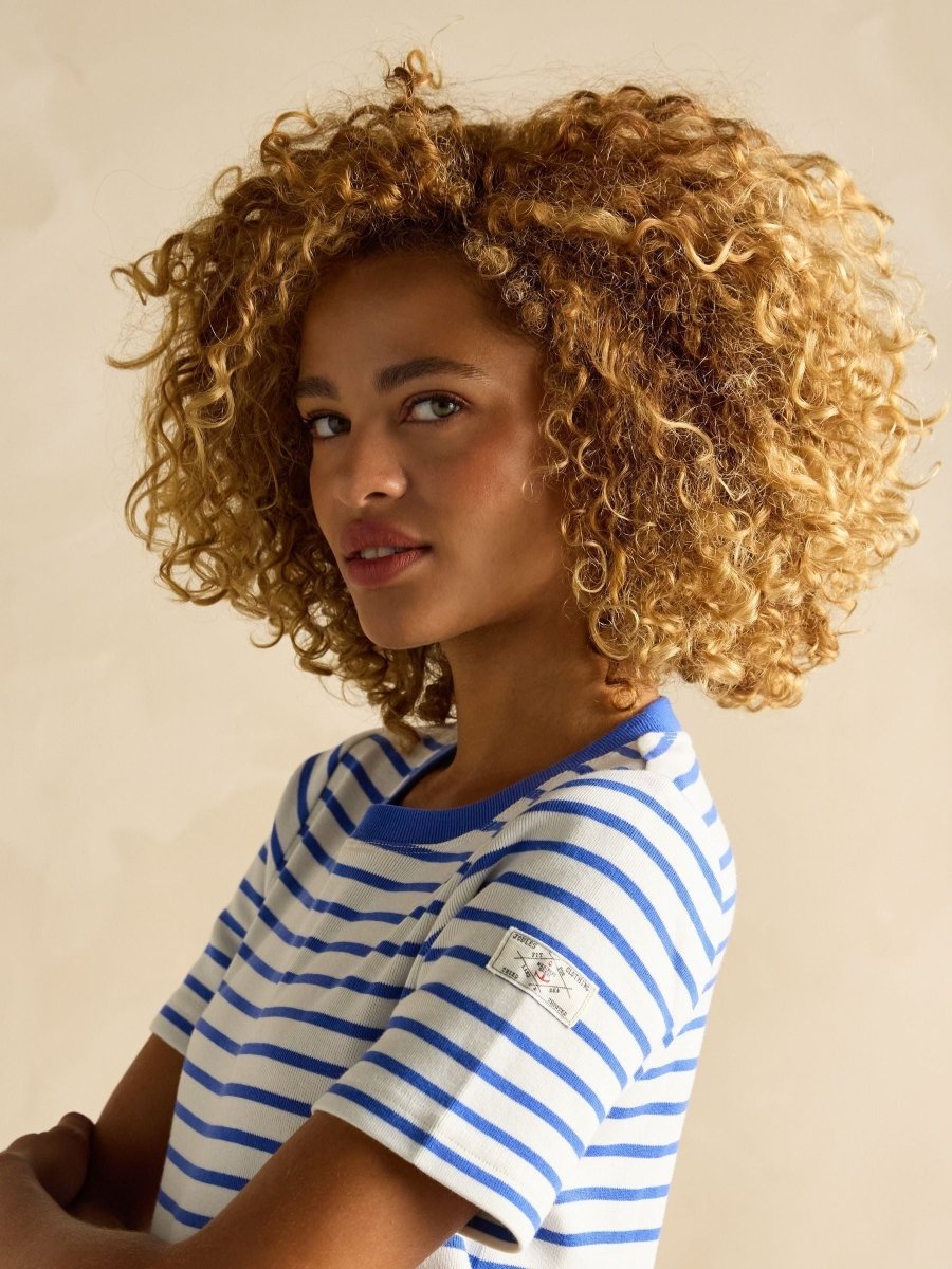 Eden Blue Striped Short Sleeve Jersey Dress - RUTHERFORD & Co