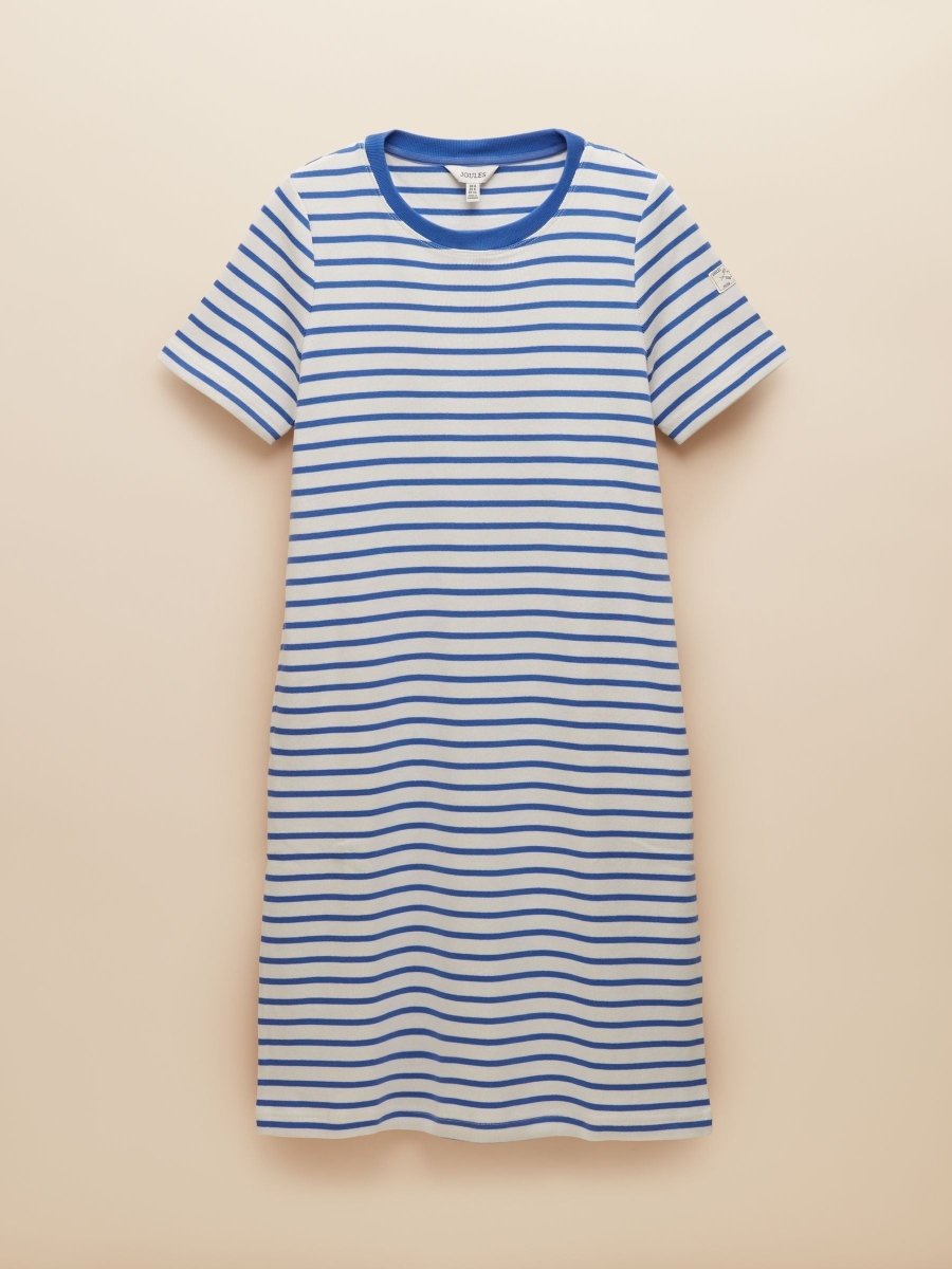 Eden Blue Striped Short Sleeve Jersey Dress - RUTHERFORD & Co