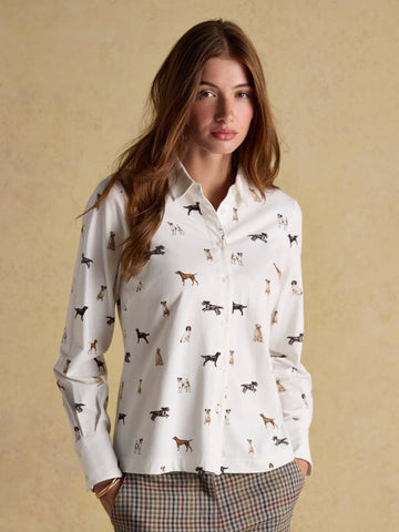 Eleanor Tomlinson White Dogs Cotton - Rich Jersey Shirt - RUTHERFORD & Co