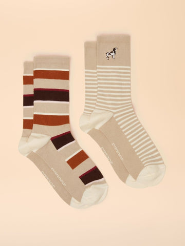 Everyday Orange/Neutral 2 Pack Socks - RUTHERFORD & Co