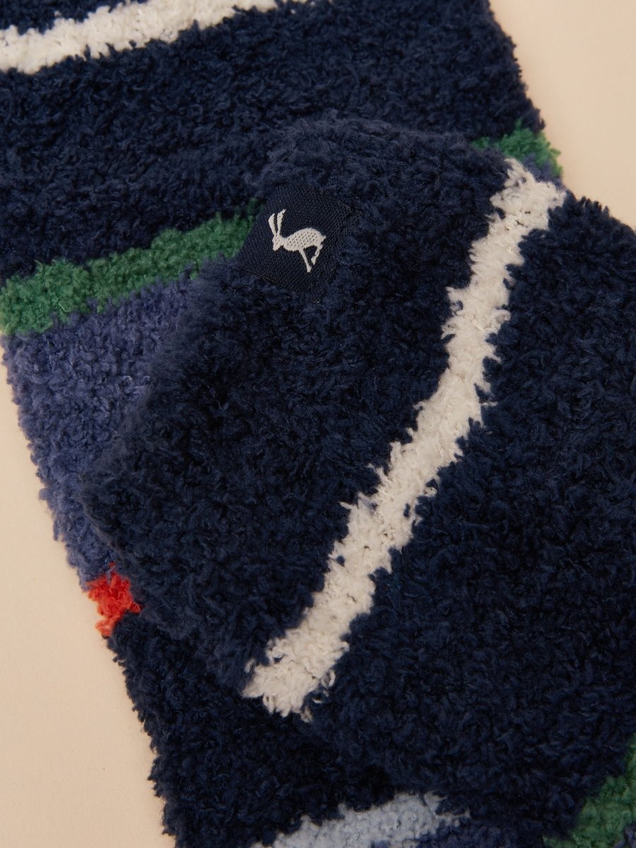 Fluffy Blue Stripe Socks - RUTHERFORD & Co