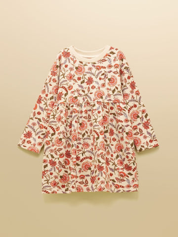 Girls' Emma Cream Floral Long Sleeve Sweat Dress - RUTHERFORD & Co