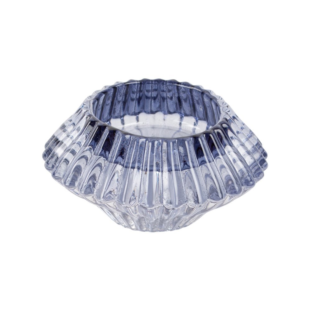 Glass Candleholder Duo Lt Blue - RUTHERFORD & Co