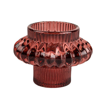 Glass Candleholder Large Duo Plum - RUTHERFORD & Co