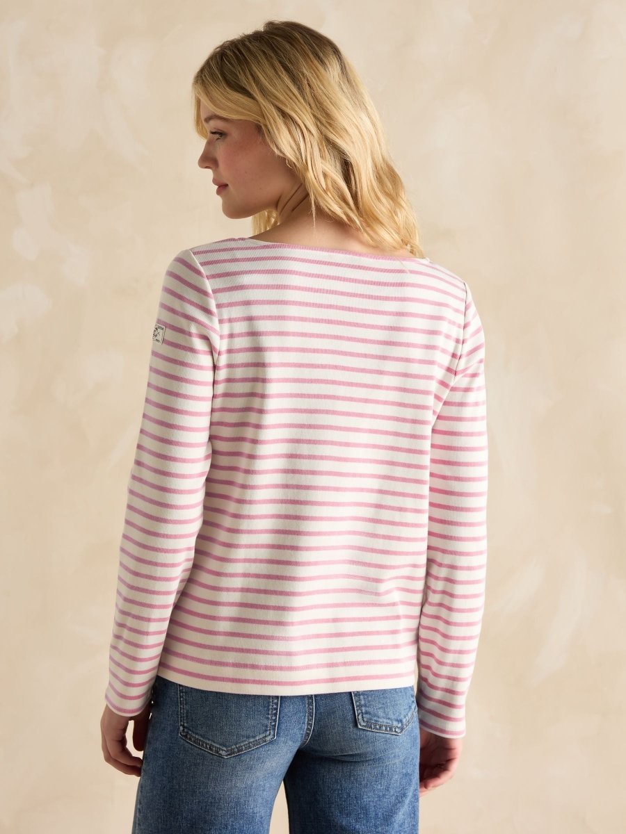 Harbour Lilac/White Boat Neck Breton Top - RUTHERFORD & Co