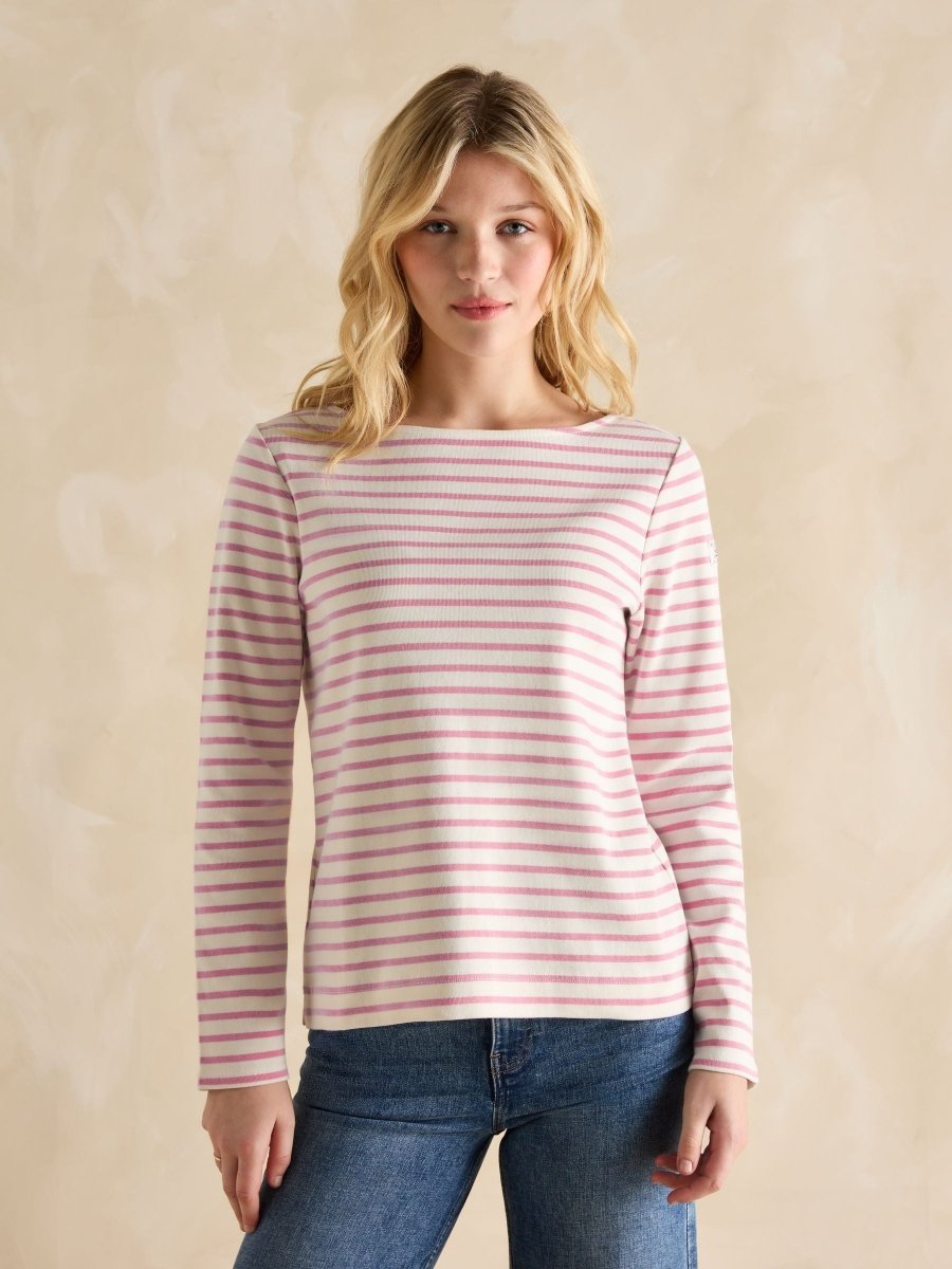 Harbour Lilac/White Boat Neck Breton Top - RUTHERFORD & Co
