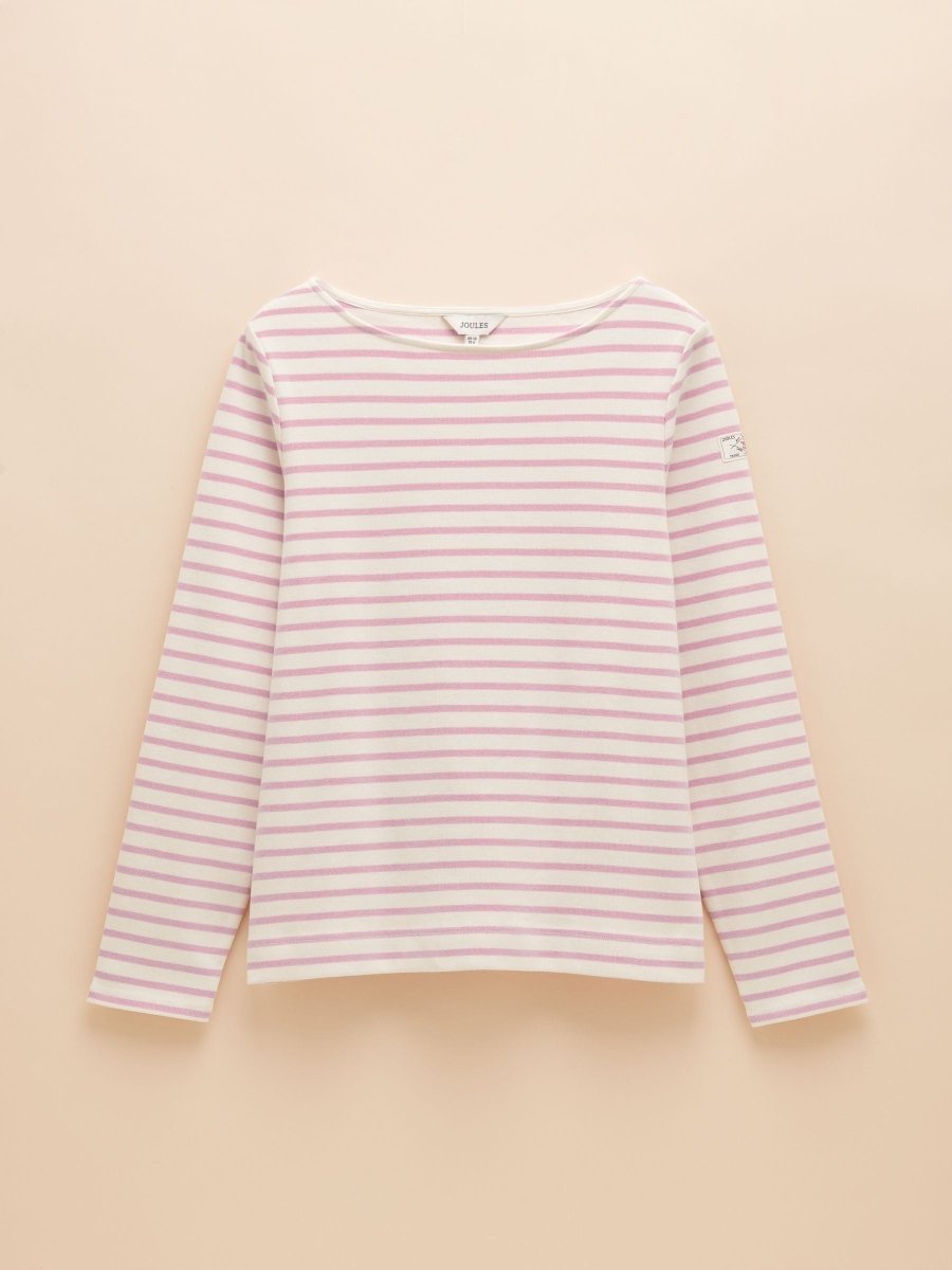 Harbour Lilac/White Boat Neck Breton Top - RUTHERFORD & Co