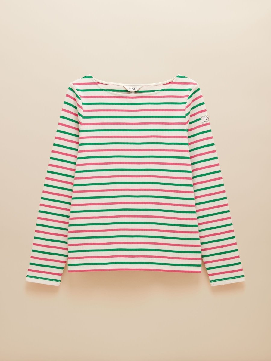 Harbour Pink & Green Striped Boat Neck Breton Top - RUTHERFORD & Co