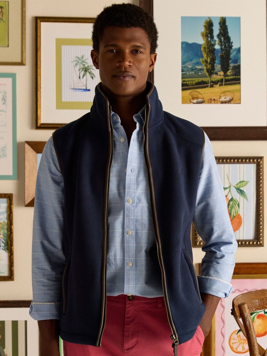 Heritage Fleece Navy Gilet - RUTHERFORD & Co
