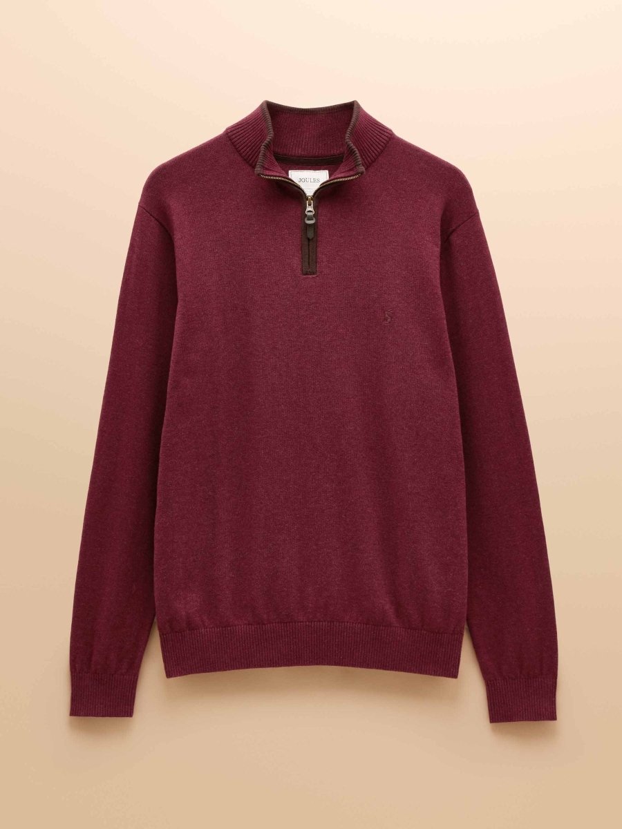 Hillside Burgundy Quarter Zip Knitted Jumper - RUTHERFORD & Co